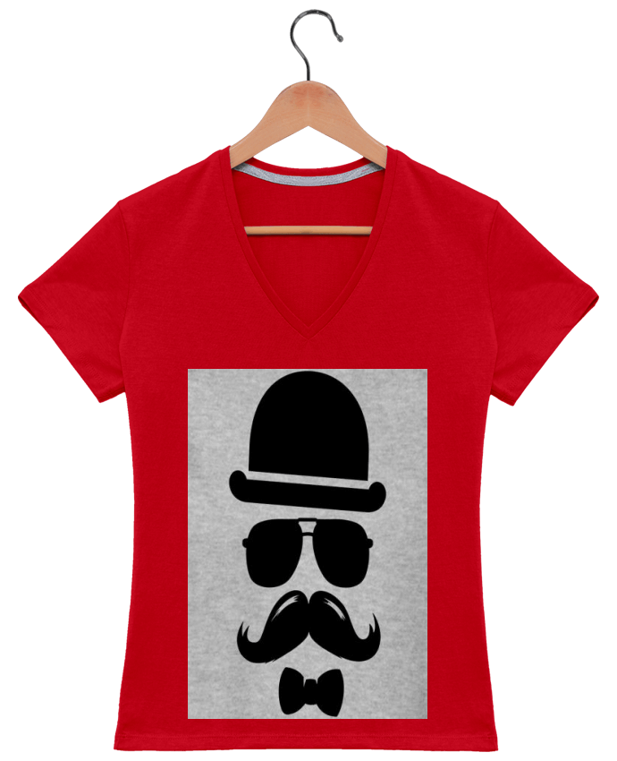 T-shirt femme col V Vetement moustache swag par mateo