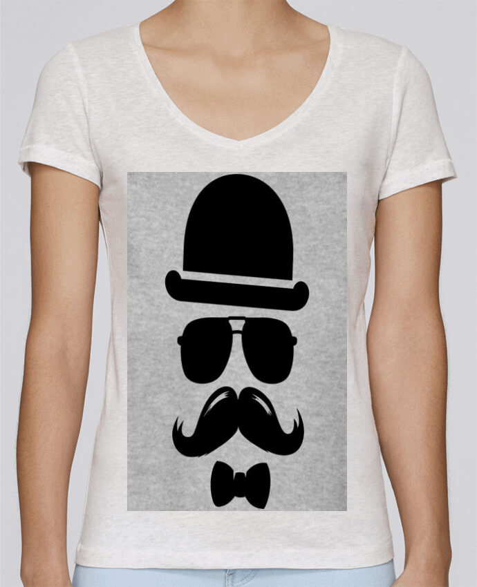 T-shirt femme col V Stella Chooses Vetement moustache swag par mateo