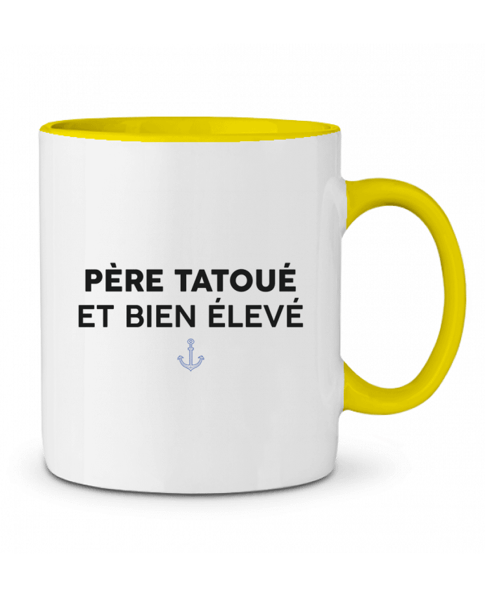 Mug bicolore Père tatoué et bien élevé tunetoo