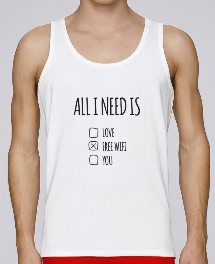 Débardeur homme All i need is free wifi par tunetoo 100% coton bio