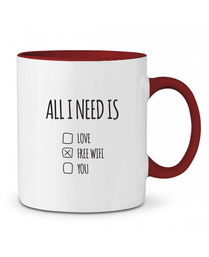 Mug bicolore All i need is free wifi tunetoo