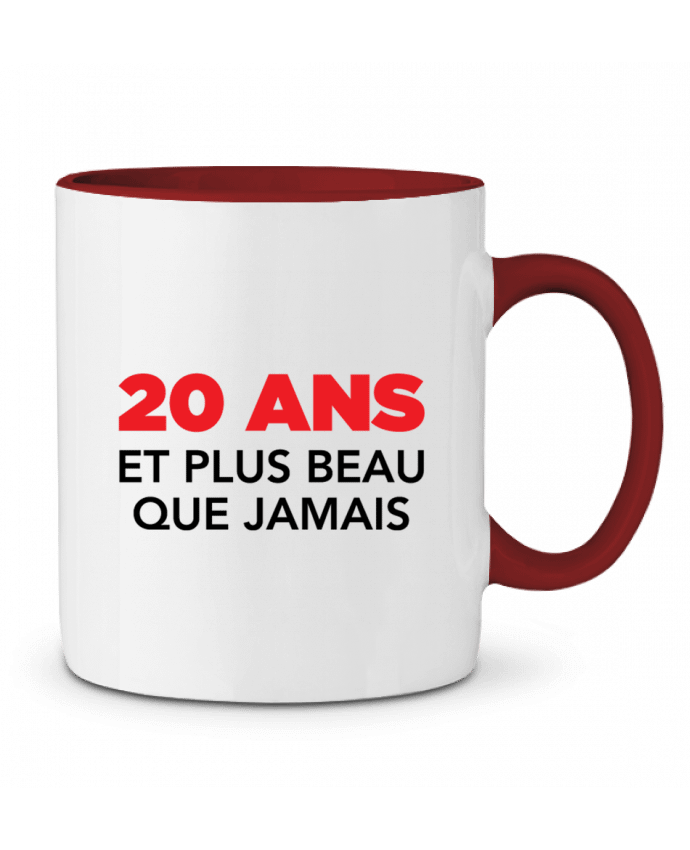 Mug bicolore 20 ans et plus beau que jamais - Anniversaire tunetoo