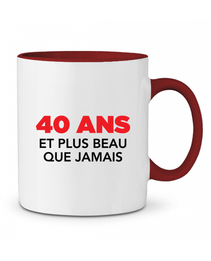 Mug bicolore 40 ans et plus beau que jamais - Anniversaire tunetoo