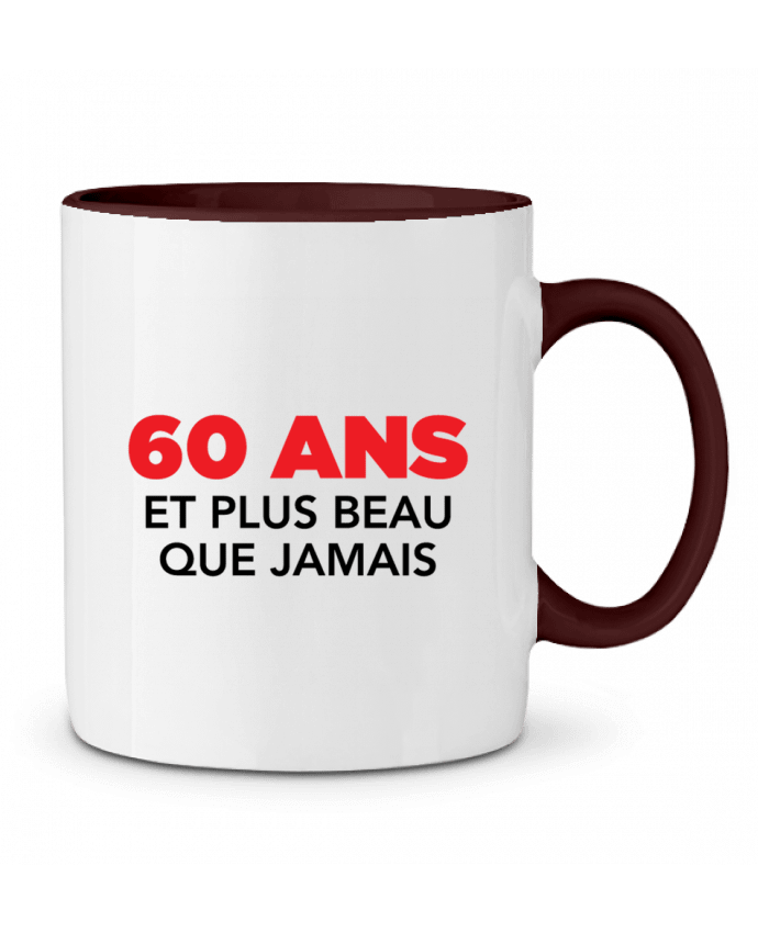 Mug bicolore 60 ans et plus beau que jamais - Anniversaire tunetoo