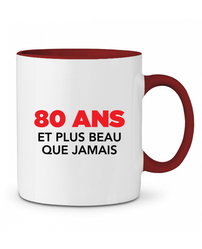 Mug bicolore 80 ans et plus beau que jamais - Anniversaire tunetoo