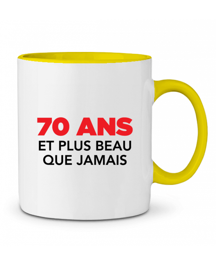 Mug bicolore 70 ans et plus beau que jamais - Anniversaire tunetoo