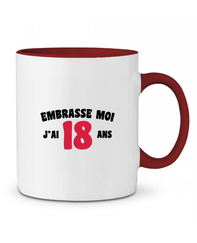 Mug bicolore Embrasse moi j'ai 18 ans tunetoo