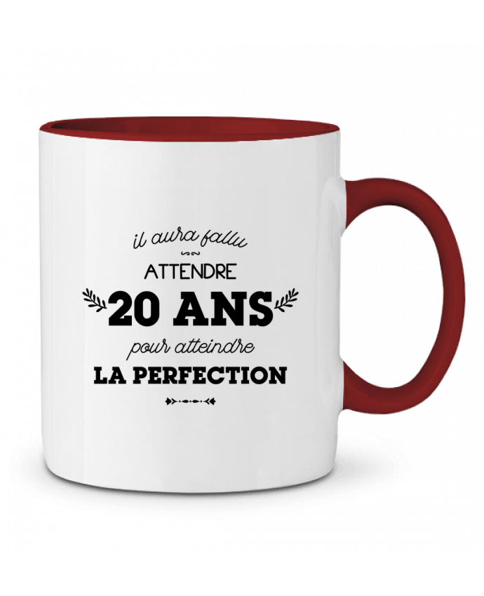 Mug bicolore 20 ans perfection - Anniversaire tunetoo