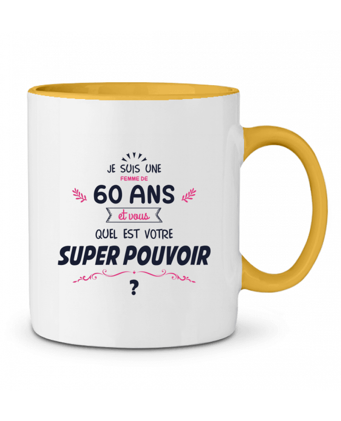 Mug bicolore 60 ans Super Pouvoir - Anniversaire tunetoo