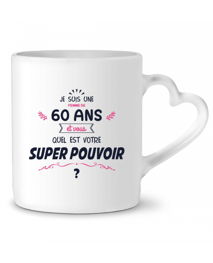 Mug coeur 60 ans Super Pouvoir - Anniversaire par tunetoo