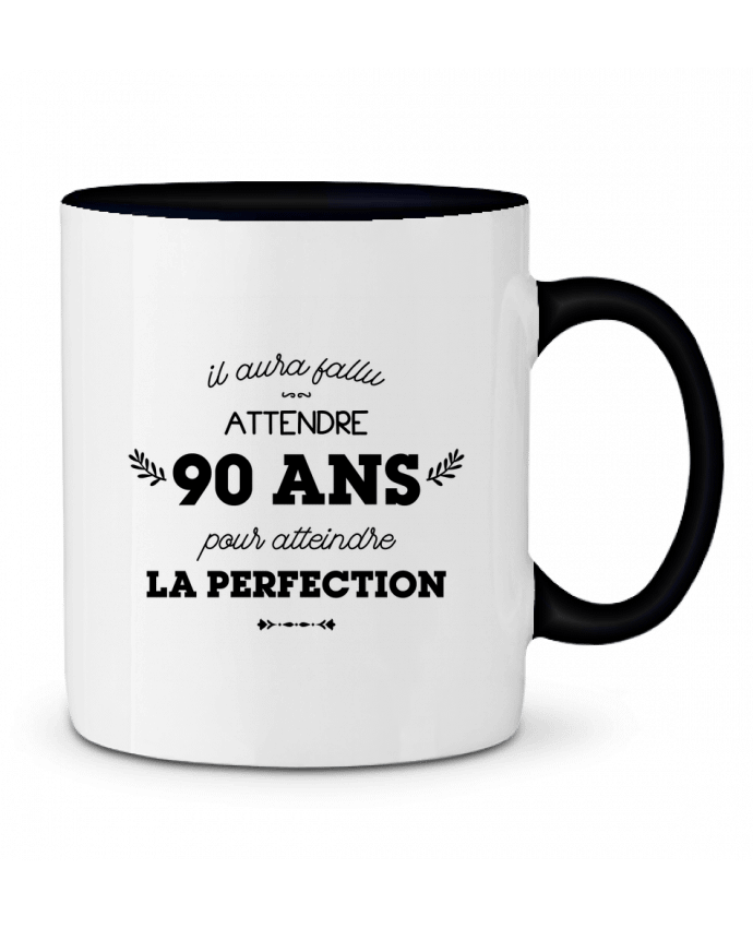 Mug bicolore 90 ans perfection - Anniversaire tunetoo