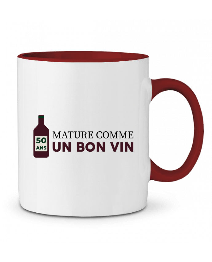 Mug bicolore 50 ans mature comme un bon vin - Anniversaire tunetoo