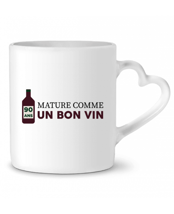 Mug coeur 90 ans mature comme un bon vin - Anniversaire par tunetoo