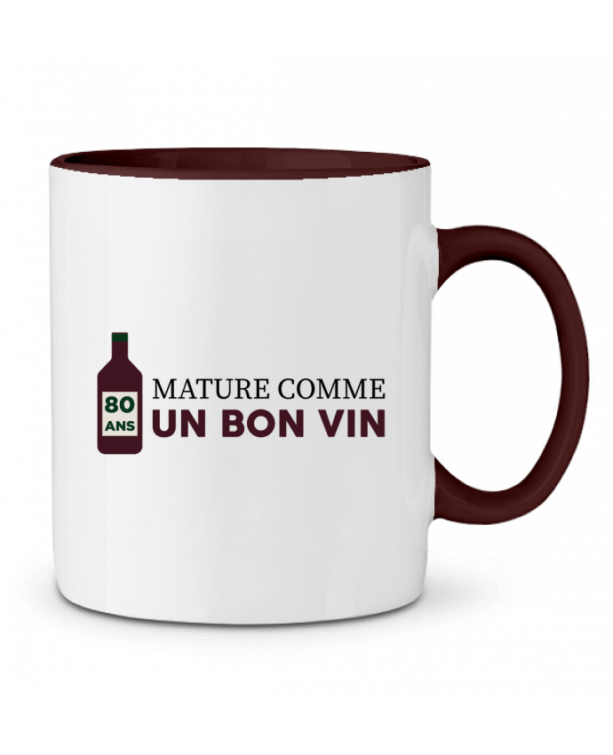 Two-tone Ceramic Mug 80 ans mature comme un bon vin - Anniversaire tunetoo