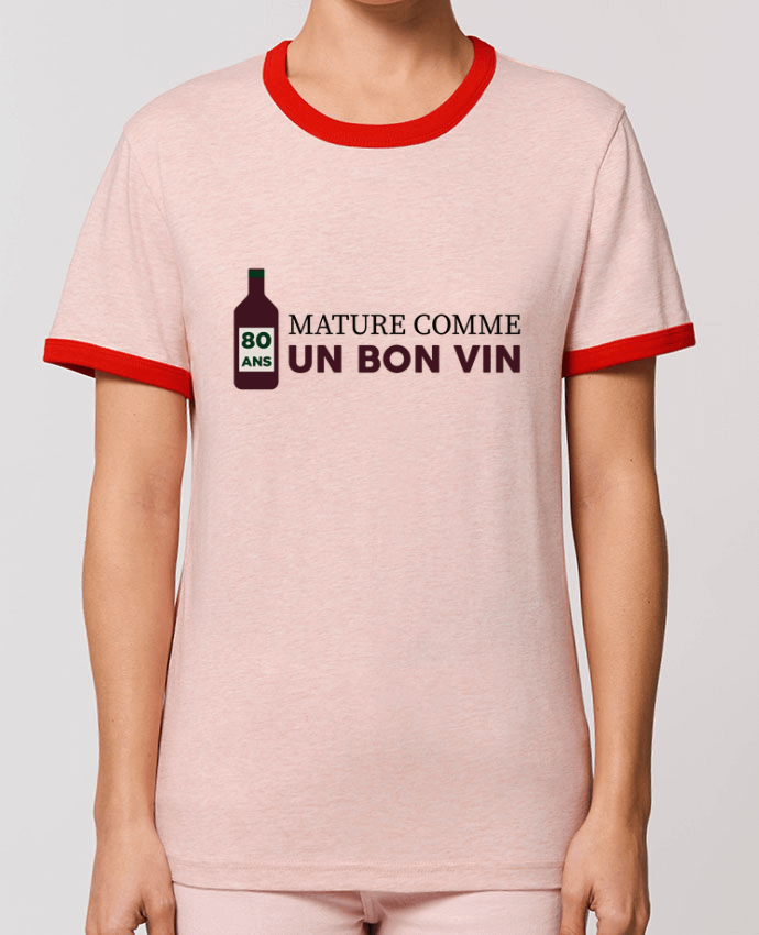 T-Shirt Contrasté Unisexe Stanley RINGER 80 ans mature comme un bon vin - Anniversaire por tunetoo