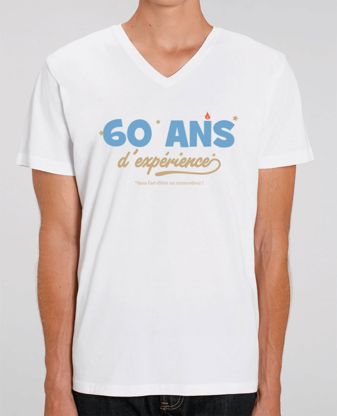 Men V-Neck T-shirt Stanley Presenter 60 ans d'expérience - Anniversaire by tunetoo