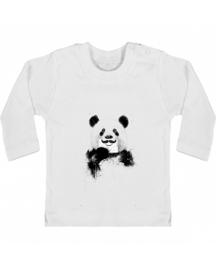 Camiseta Bebé Manga Larga con Botones  Funny Panda Balàzs Solti manches longues du designer Balàzs Solti