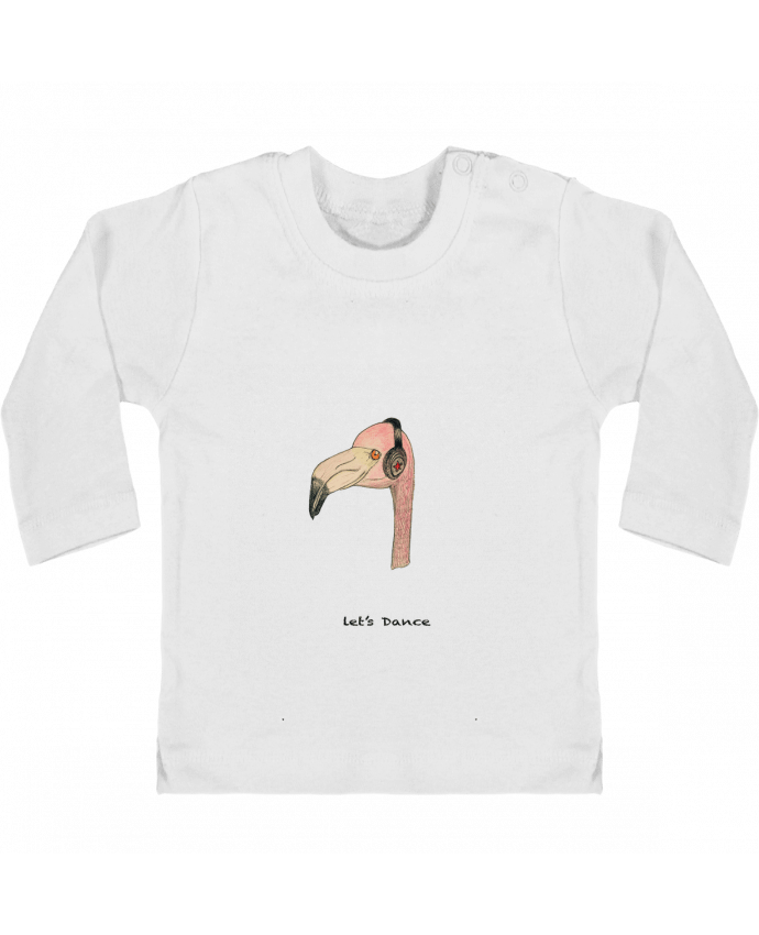 Baby T-shirt with press-studs long sleeve Flamingo LET'S DANCE by La Paloma manches longues du designer La Paloma