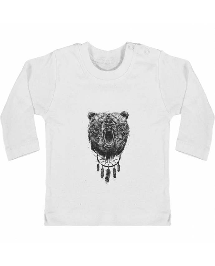 Baby T-shirt with press-studs long sleeve Angry bear with antlers manches longues du designer Balàzs Solti