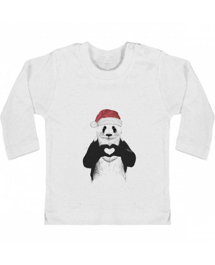 Camiseta Bebé Manga Larga con Botones  Santa Panda manches longues du designer Balàzs Solti