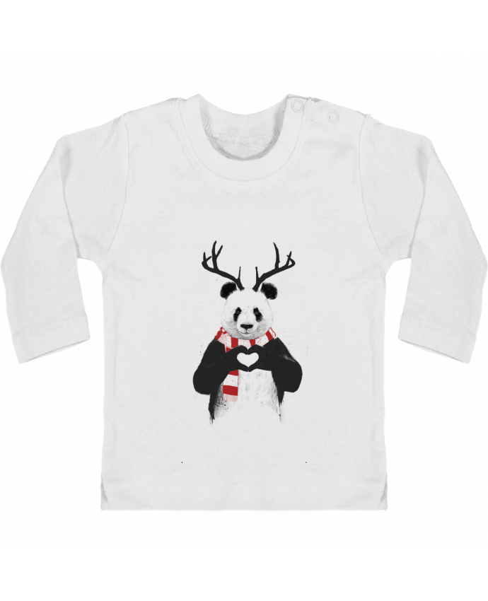 Baby T-shirt with press-studs long sleeve X-mas Panda manches longues du designer Balàzs Solti