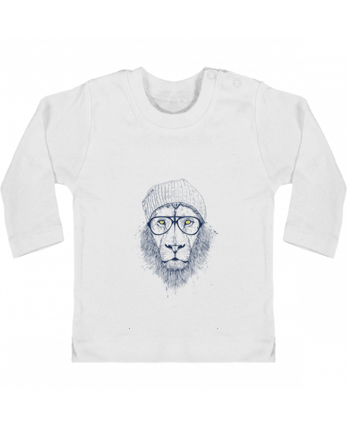 Baby T-shirt with press-studs long sleeve Cool Lion manches longues du designer Balàzs Solti