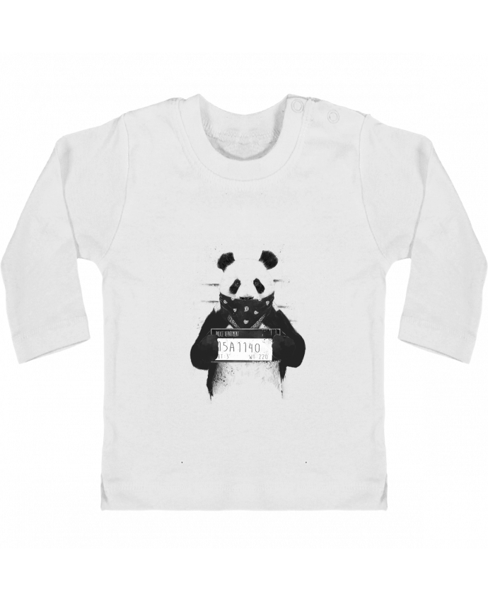 Camiseta Bebé Manga Larga con Botones  Bad panda manches longues du designer Balàzs Solti