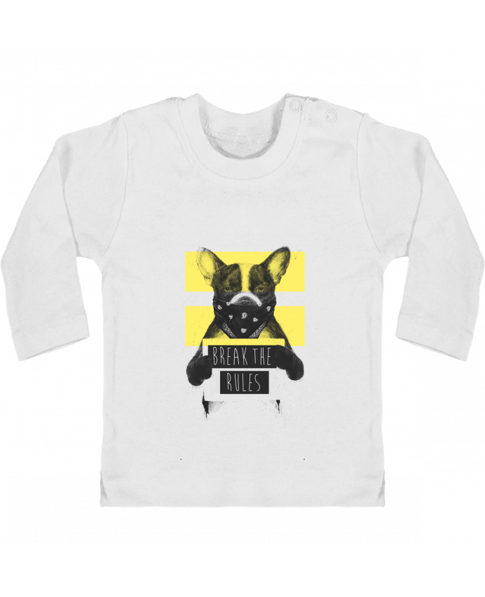 Baby T-shirt with press-studs long sleeve rebel_dog_yellow manches longues du designer Balàzs Solti