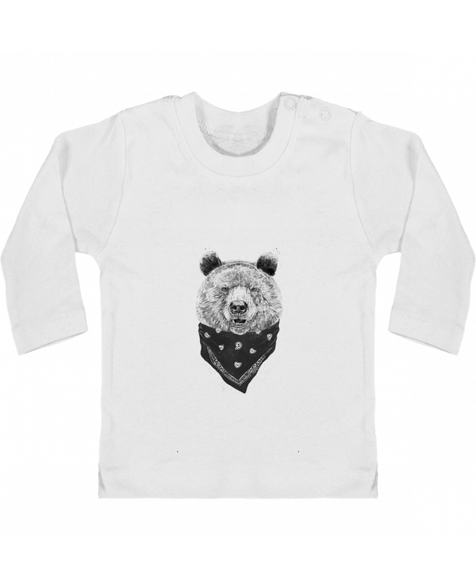 Camiseta Bebé Manga Larga con Botones  wild_bear manches longues du designer Balàzs Solti