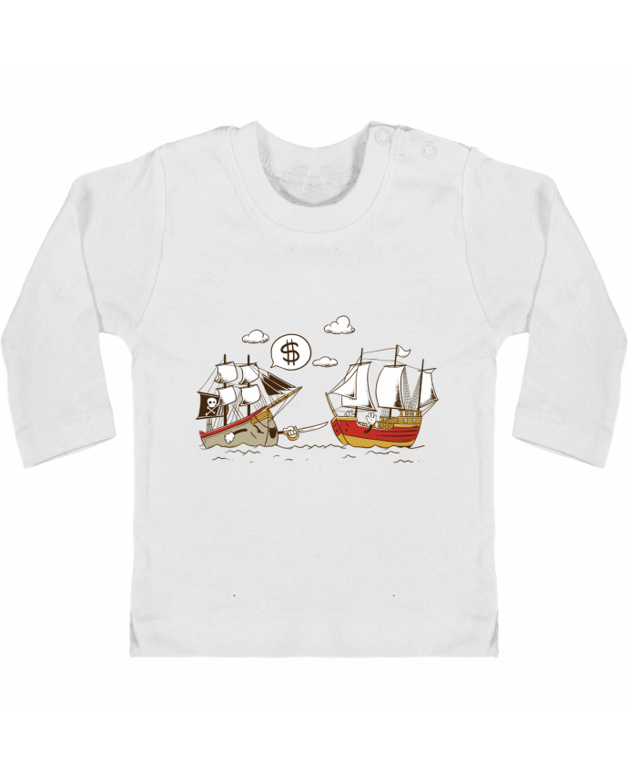 Baby T-shirt with press-studs long sleeve Pirate manches longues du designer flyingmouse365
