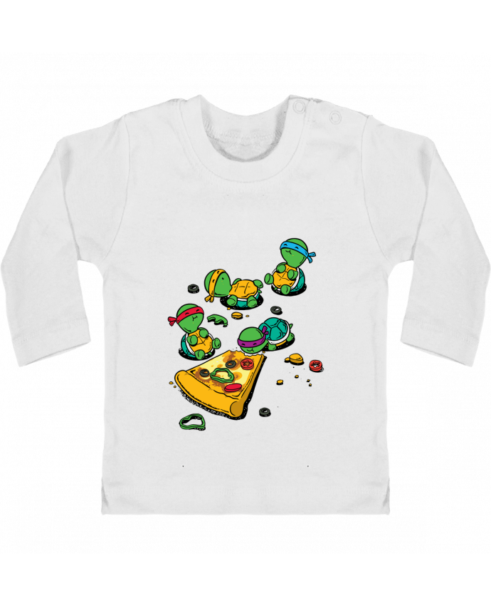 Baby T-shirt with press-studs long sleeve Pizza lover manches longues du designer flyingmouse365