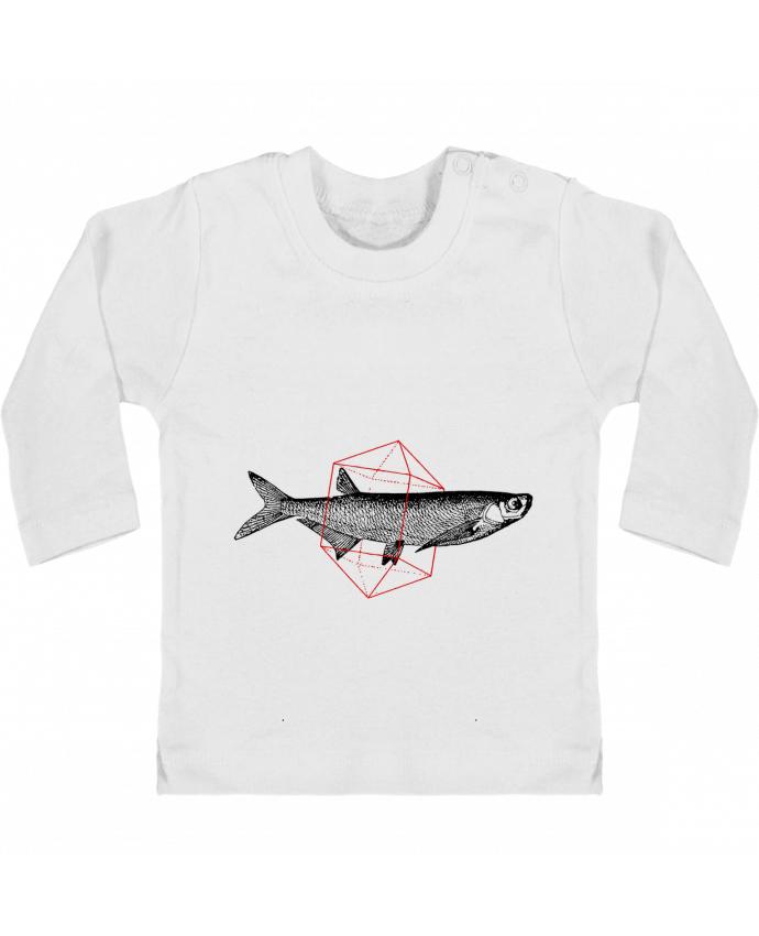 Baby T-shirt with press-studs long sleeve Fish in geometrics manches longues du designer Florent Bodart