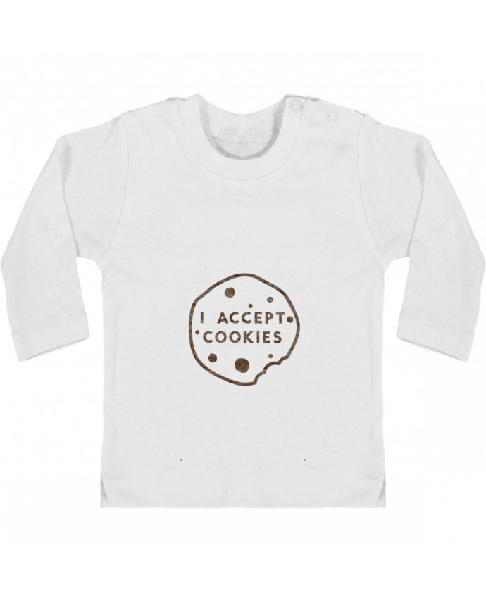 Baby T-shirt with press-studs long sleeve I accept cookies manches longues du designer Florent Bodart