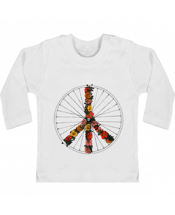 Baby T-shirt with press-studs long sleeve Peace and Bike manches longues du designer Florent Bodart