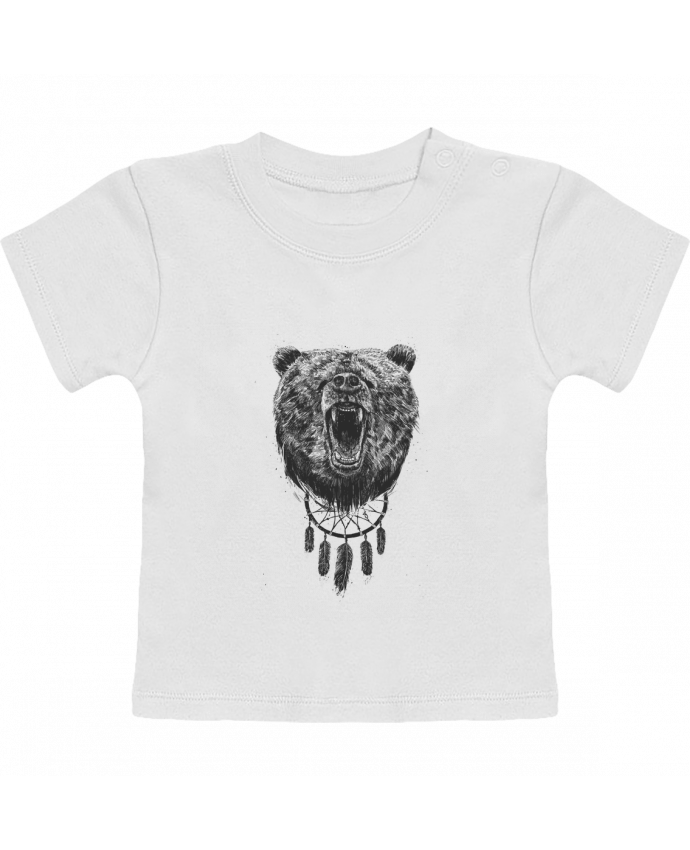 T-Shirt Baby Short Sleeve Angry bear with antlers manches courtes du designer Balàzs Solti