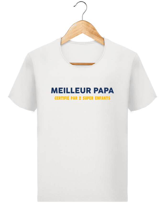  T-shirt Homme vintage Meilleur papa certifié par 2 enfants par tunetoo