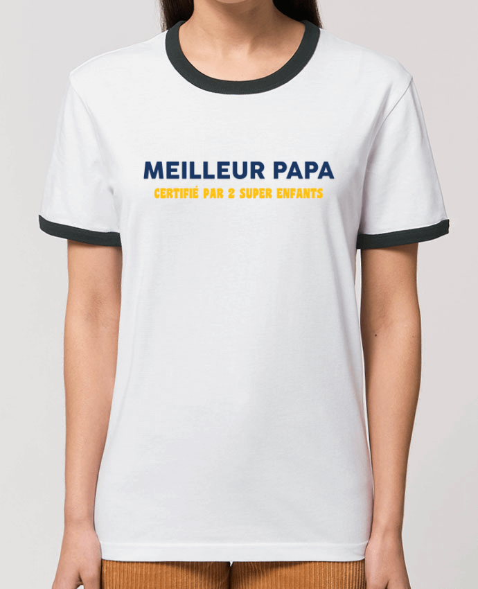 T-shirt Meilleur papa certifié par 2 enfants par tunetoo