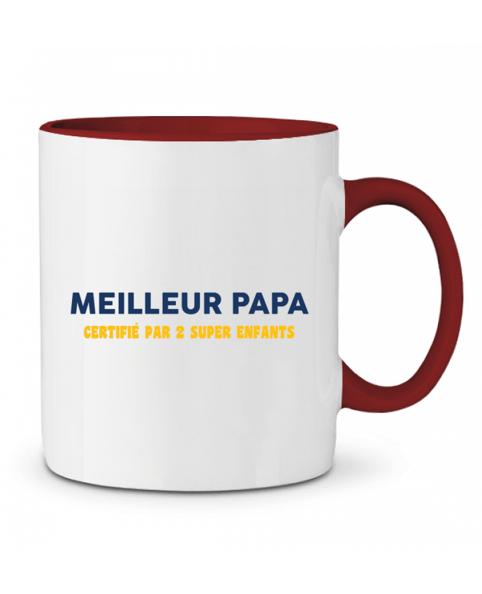 Mug bicolore Meilleur papa certifié par 2 enfants tunetoo
