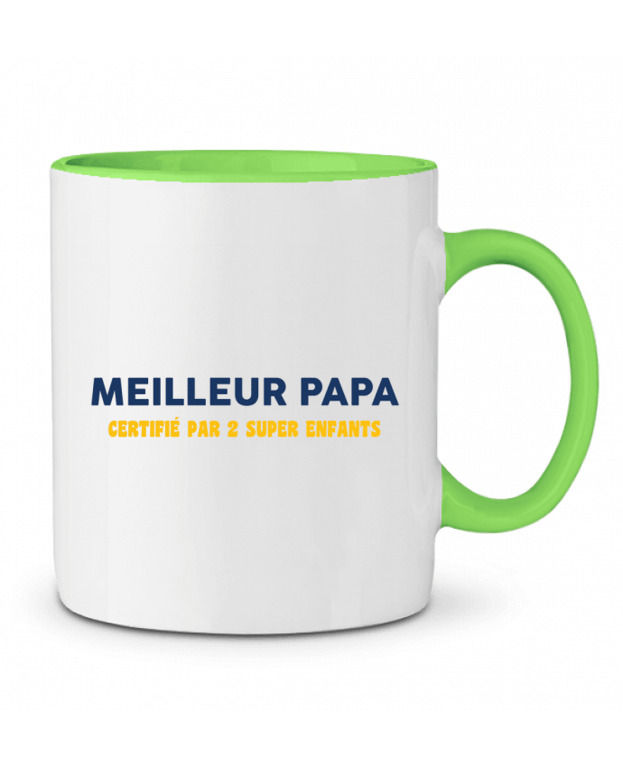 Mug bicolore Meilleur papa certifié par 2 enfants tunetoo