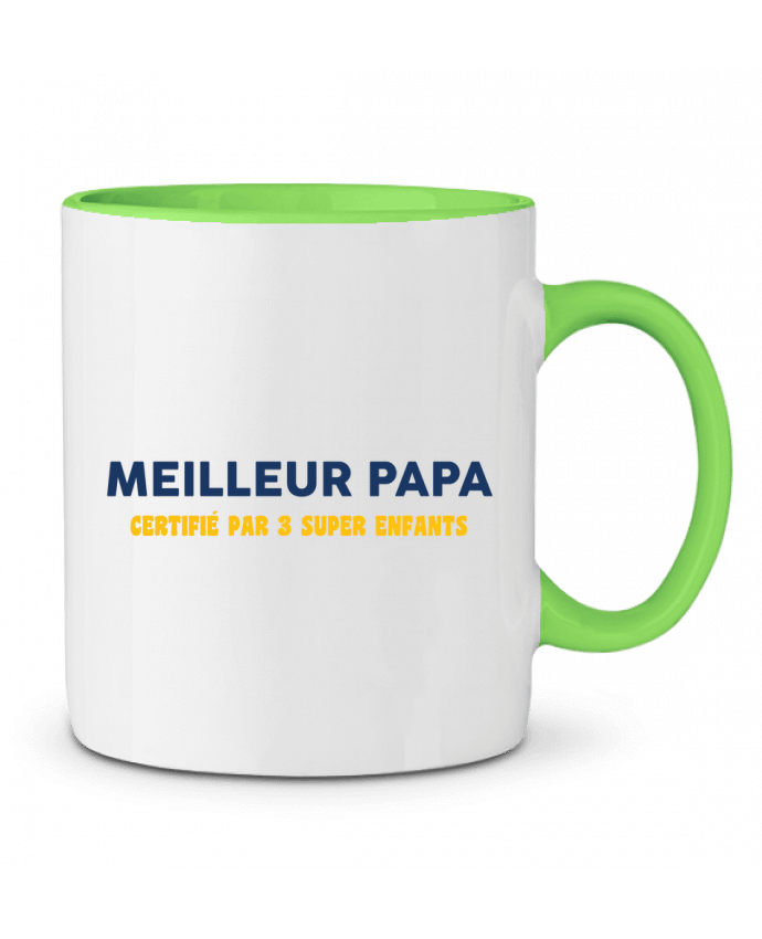 Mug bicolore Meilleur papa certifié par 3 enfants tunetoo