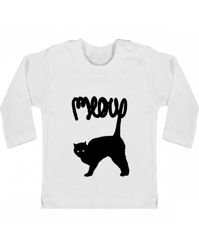 Baby T-shirt with press-studs long sleeve Meow manches longues du designer Florent Bodart