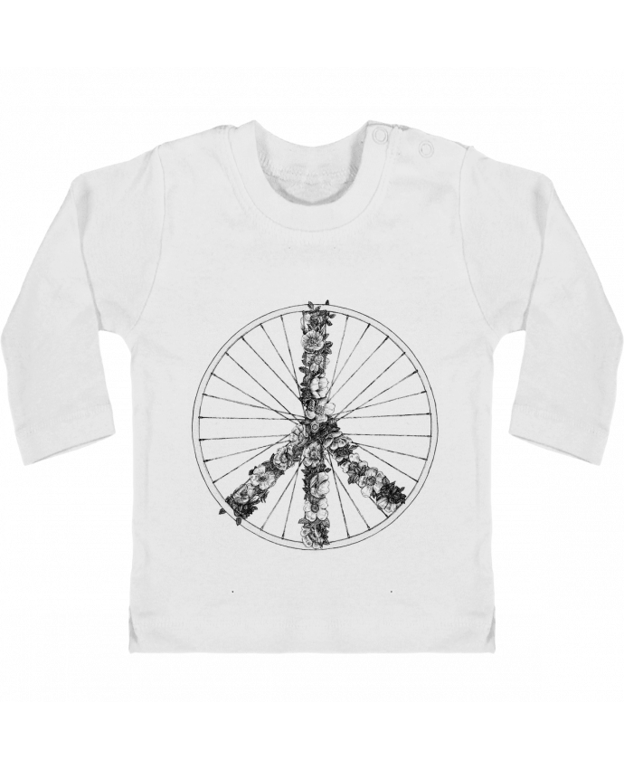 Baby T-shirt with press-studs long sleeve Peace and Bike Lines manches longues du designer Florent Bodart