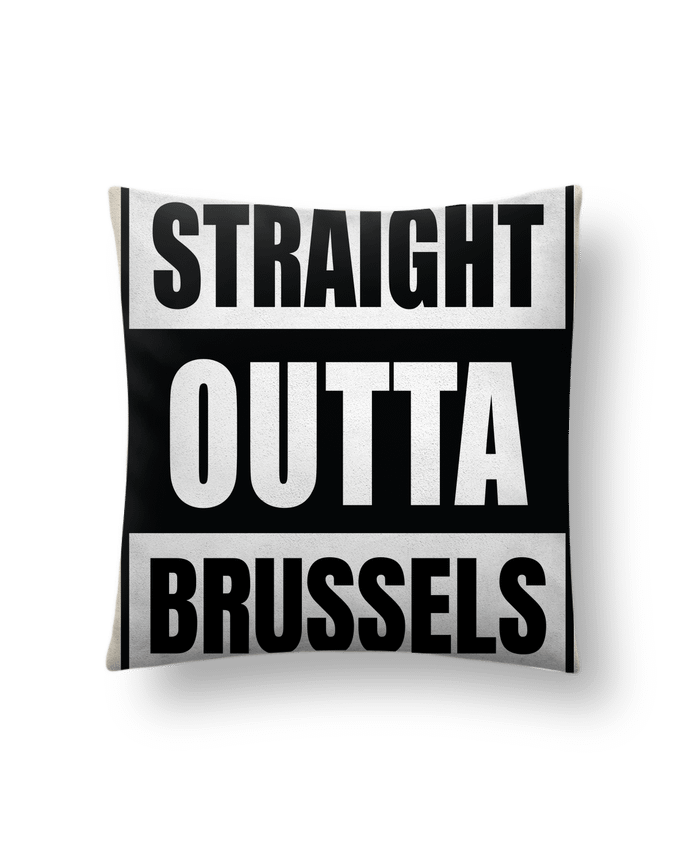 Coussin suédine Straight outta Brussels par Cheerocki
