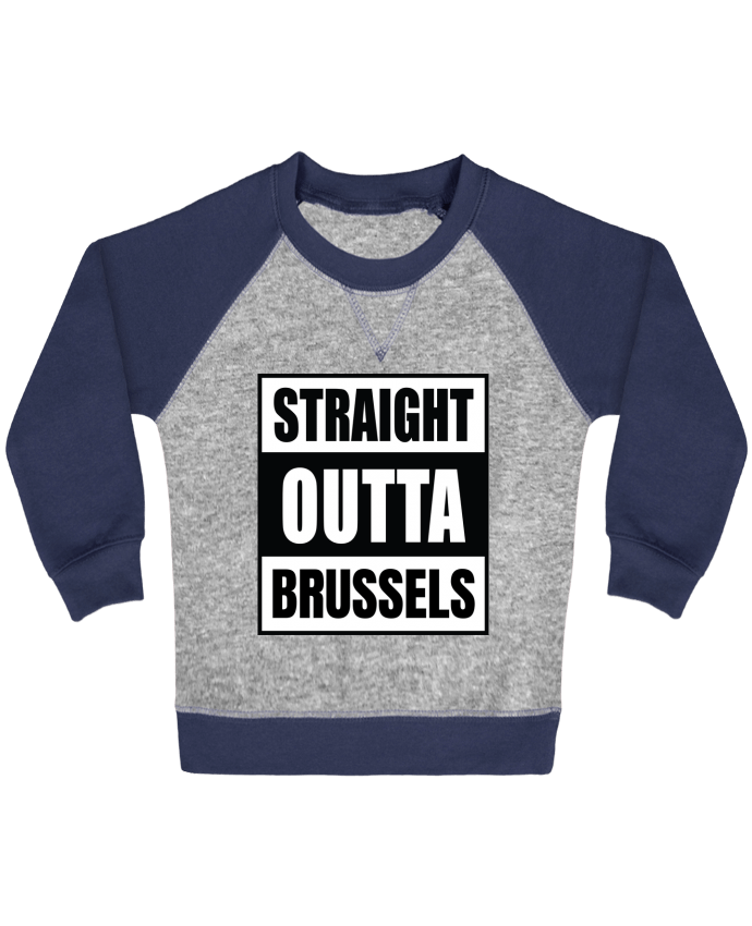 Sweat bébé manches contrastée Straight outta Brussels par Cheerocki