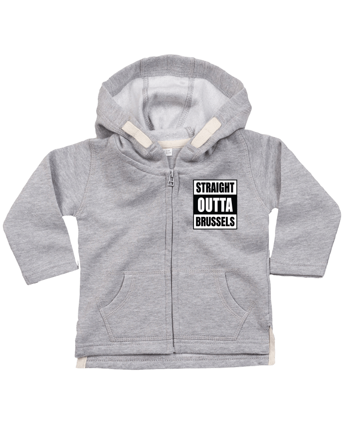 Sweat à capuche bébé zippé Straight outta Brussels par Cheerocki