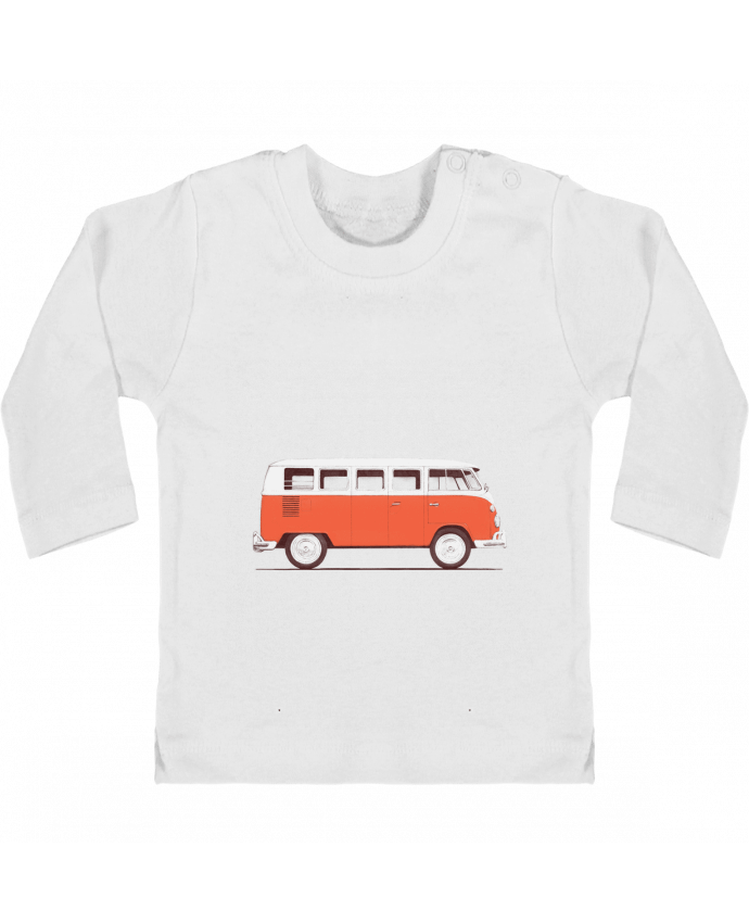 Baby T-shirt with press-studs long sleeve Red Van manches longues du designer Florent Bodart