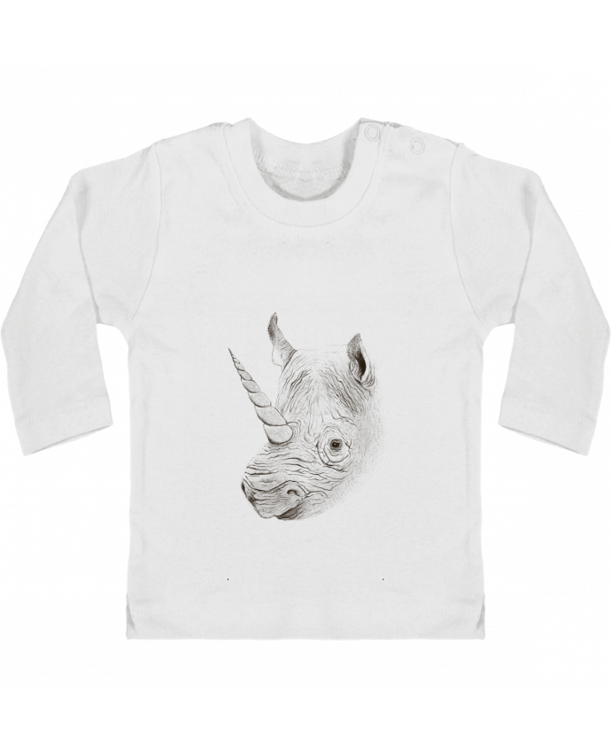 Baby T-shirt with press-studs long sleeve Rhinoplasty manches longues du designer Florent Bodart