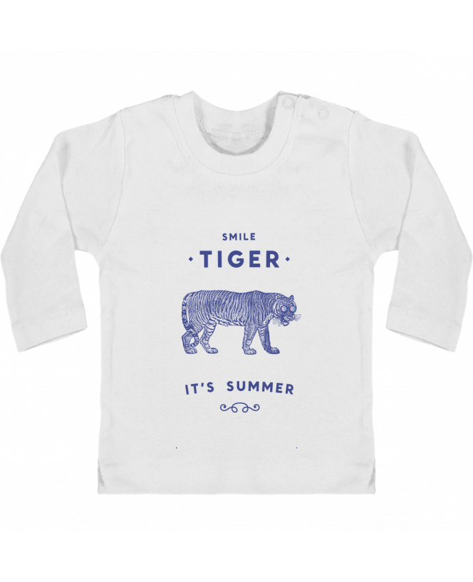 Camiseta Bebé Manga Larga con Botones  Smile Tiger manches longues du designer Florent Bodart