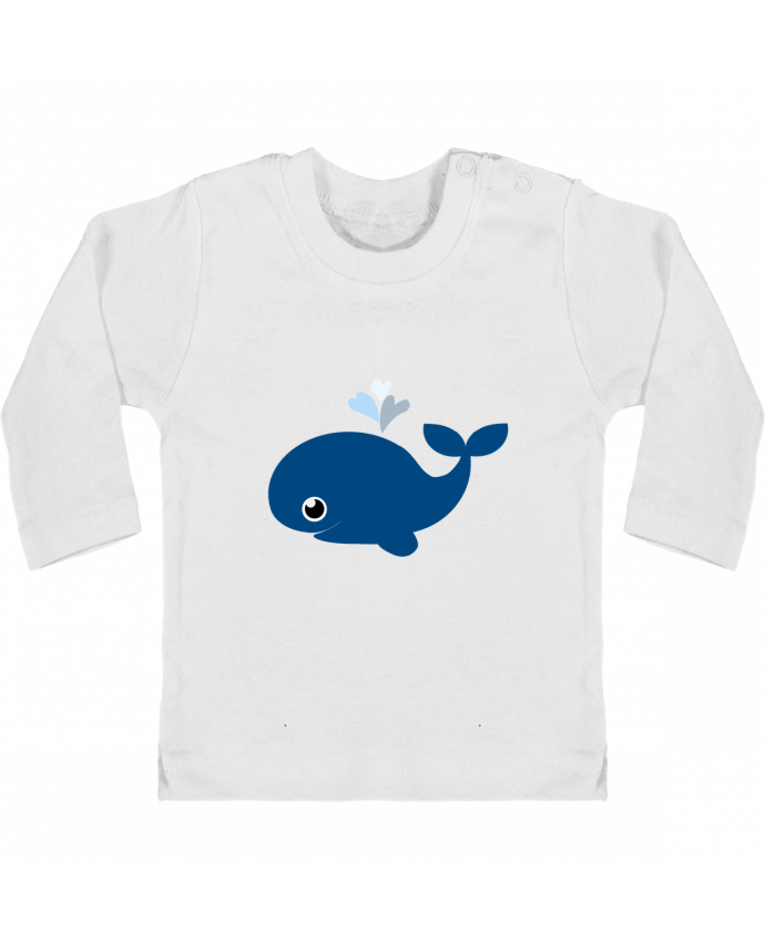Camiseta Bebé Manga Larga con Botones  Baleine coeur manches longues du designer WBang