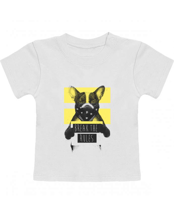 T-shirt bébé rebel_dog_yellow manches courtes du designer Balàzs Solti